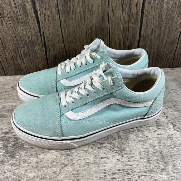 Vans Off The Wall Sneaker Women Size 7 Suede Canvas Low Teal Light Aqua Blue - Picture 3 of 7